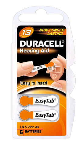 DURACELL EASYTAB 13 BATTERIE ZINCO AIR 1.45 V PER APPARECCHI ACUSTICI ARANCIO CONF 6 Pz.